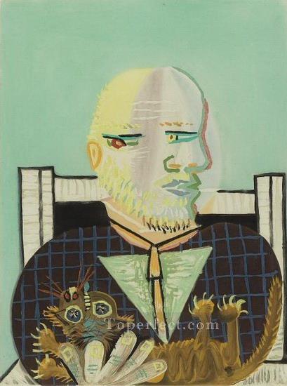 Vollard et son chat 1960 Cubist Oil Paintings